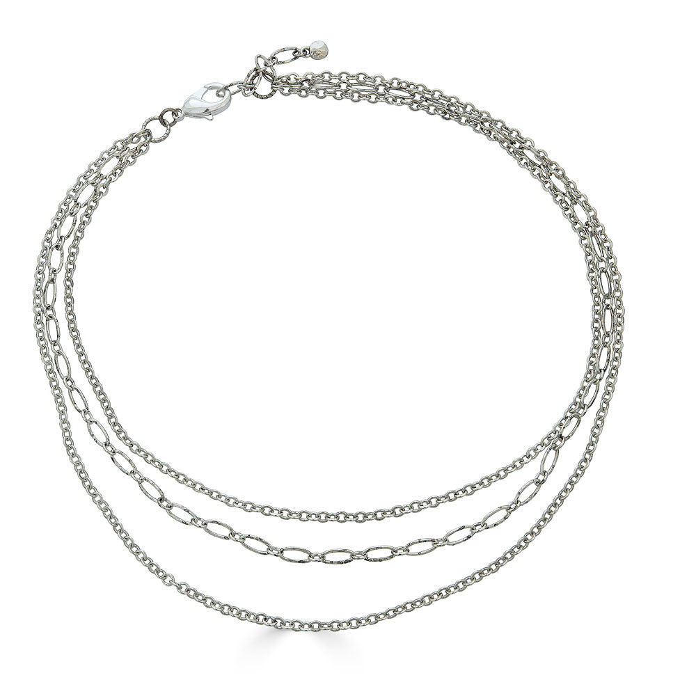 Silver Delicate Three Strand Necklace