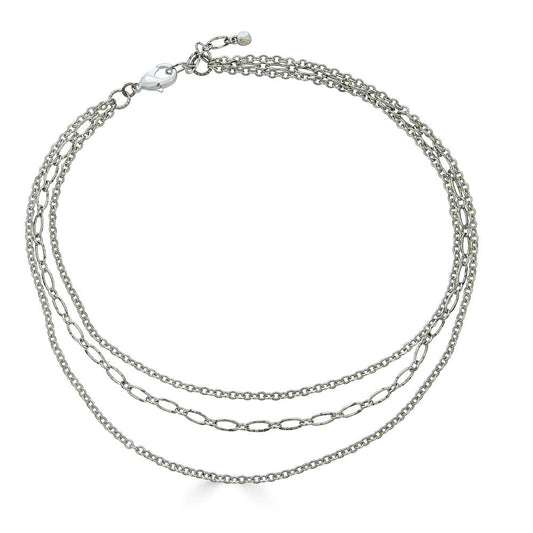 Silver Delicate Three Strand Necklace