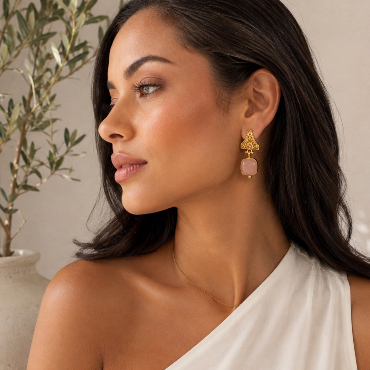 Sofya Rose Quartz Earrings