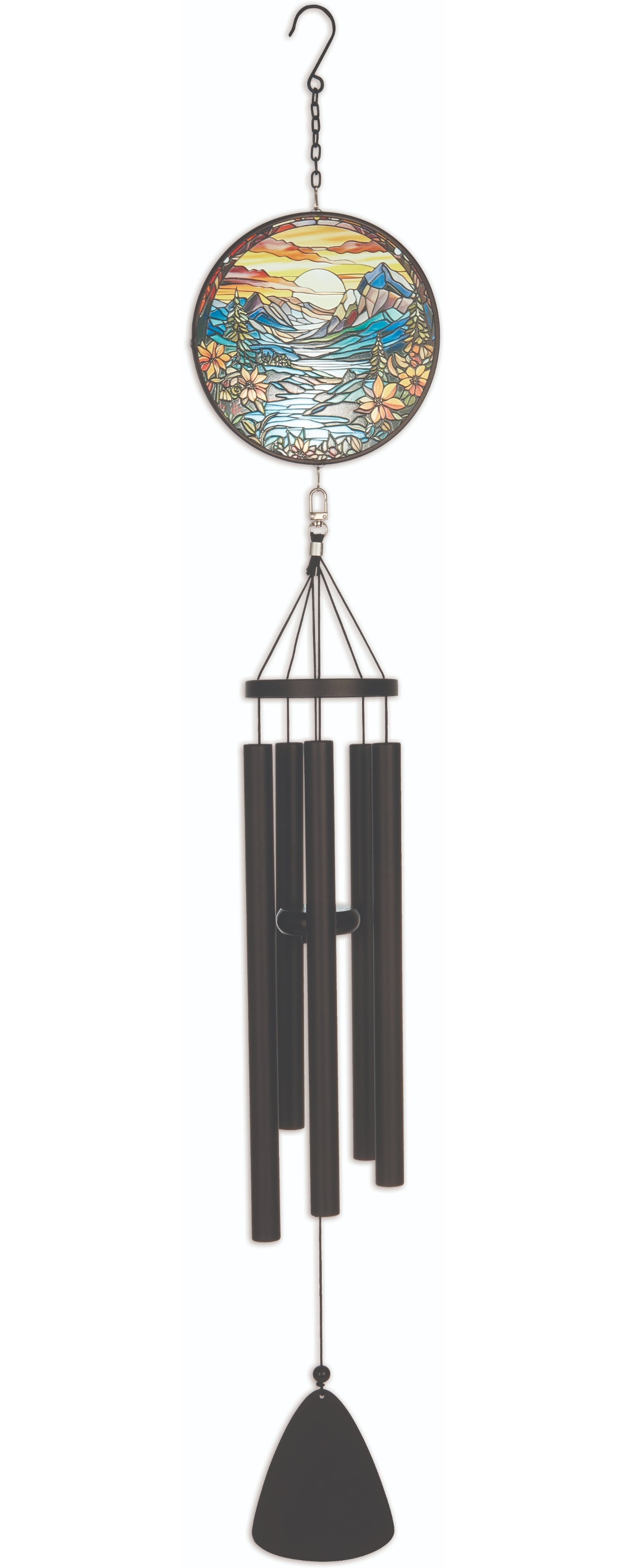 Mountain Stain Glass Wind Chime - 40 inch