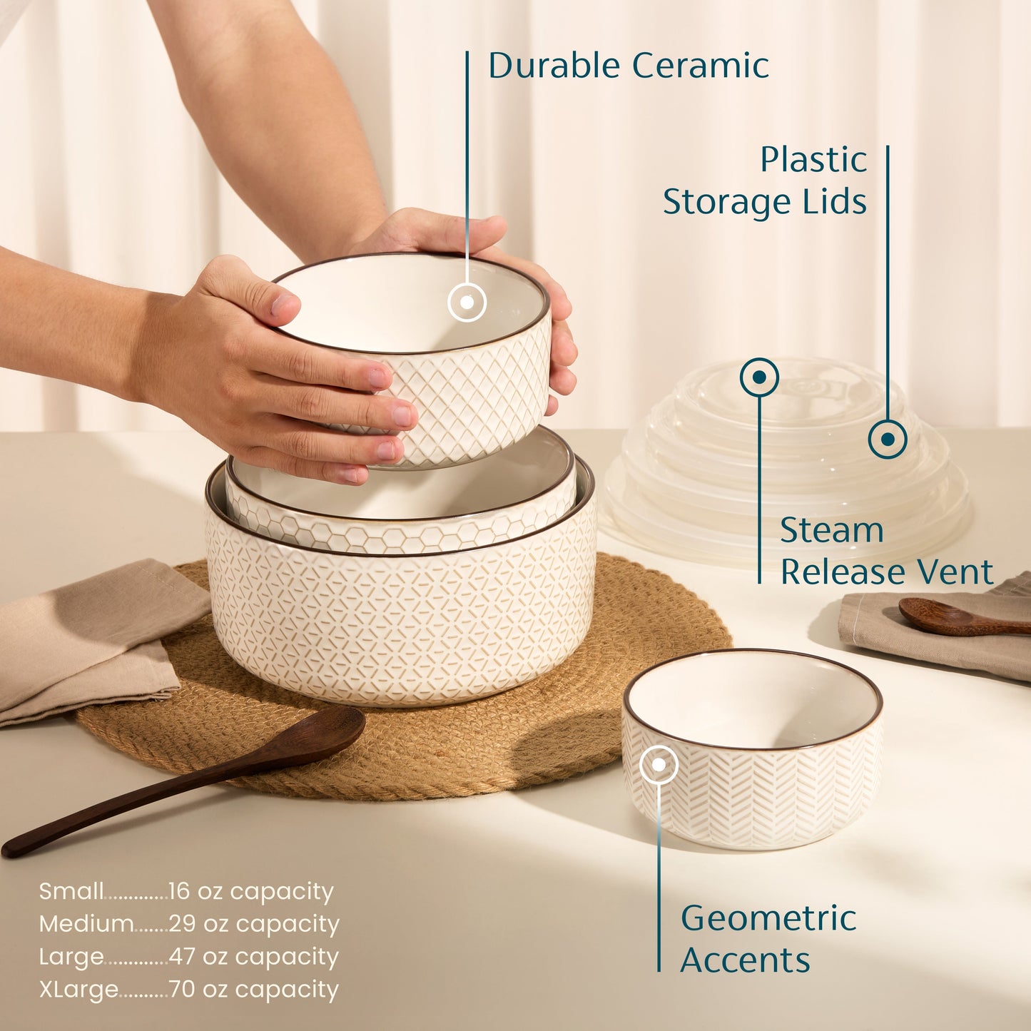 Nesting Bowls with Lids, Set of 4, Narbonne Collection