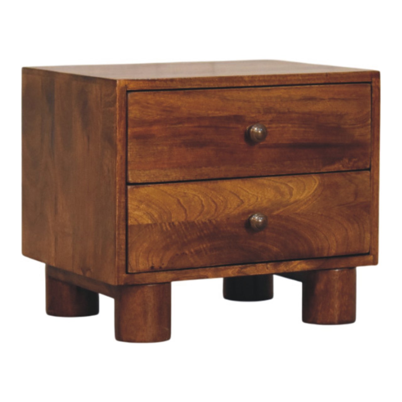 Solid Wood Tula Chestnut Nightstand, 2-Drawers, Brown