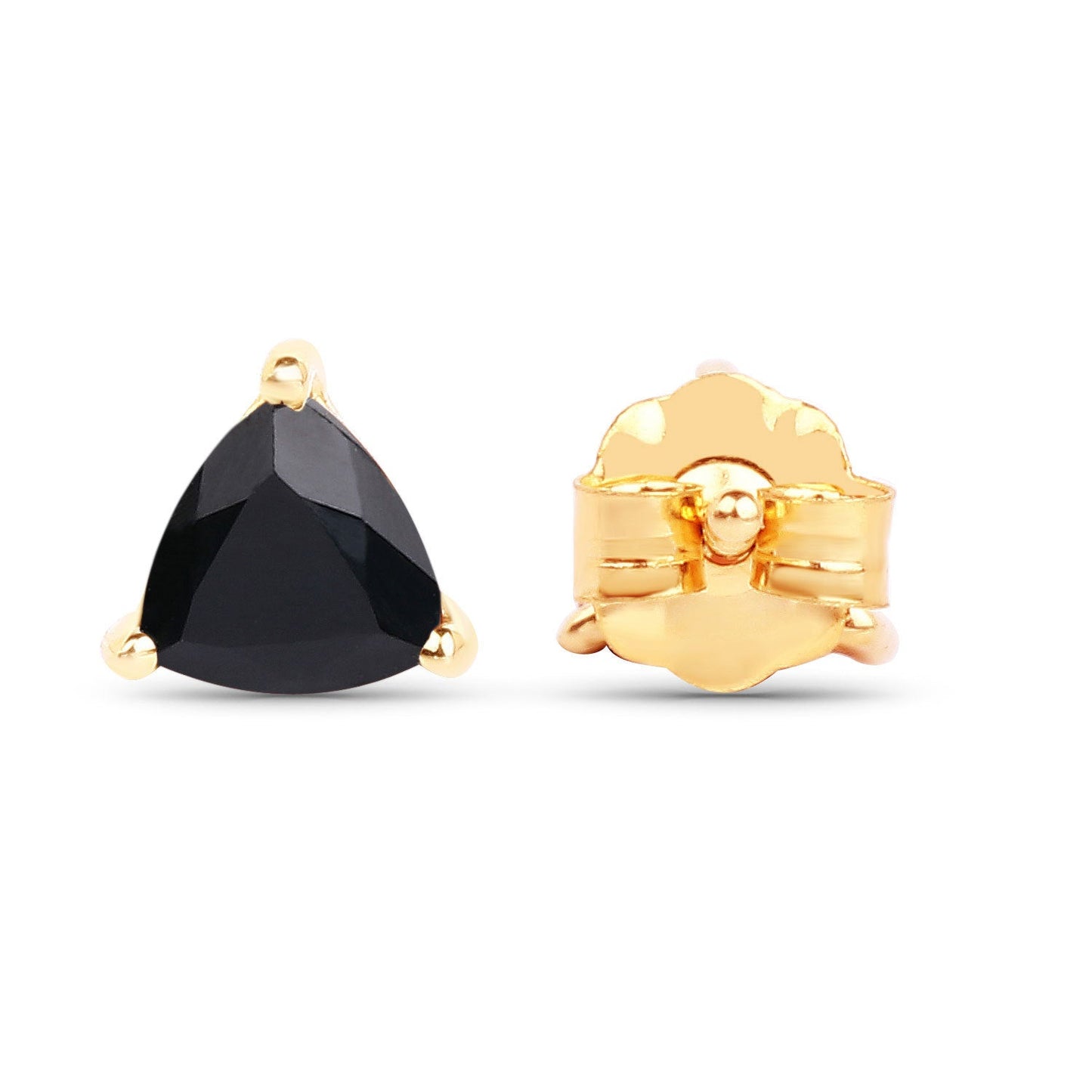 0.70 Carat Genuine Black Sapphire 14K Yellow Gold Earrings