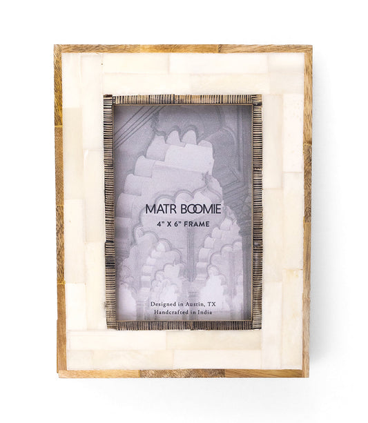 Janaka 4x6 Picture Frame - Carved Bone and Horn