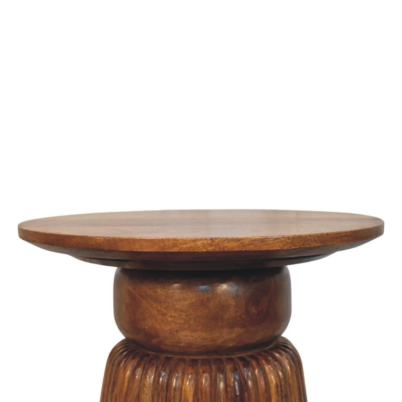Solid Wood Amber Oak Round Side Table