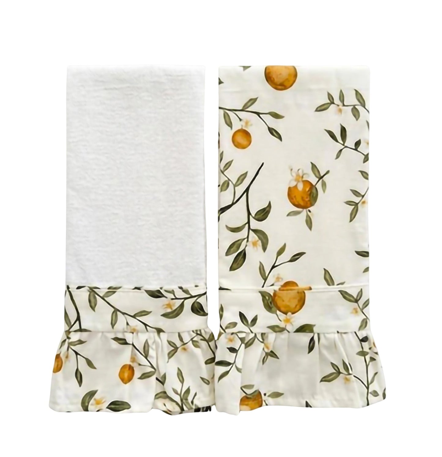 Valencia Orange Ruffled Kitchen Towels (Set of 2)