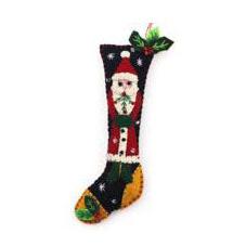 5.5" Black Stocking w/Red Santa Handmade Felt Ornament