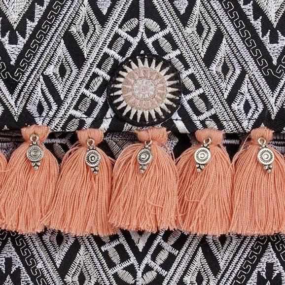 Geometric Clutch Bag With Tassels - Thailand