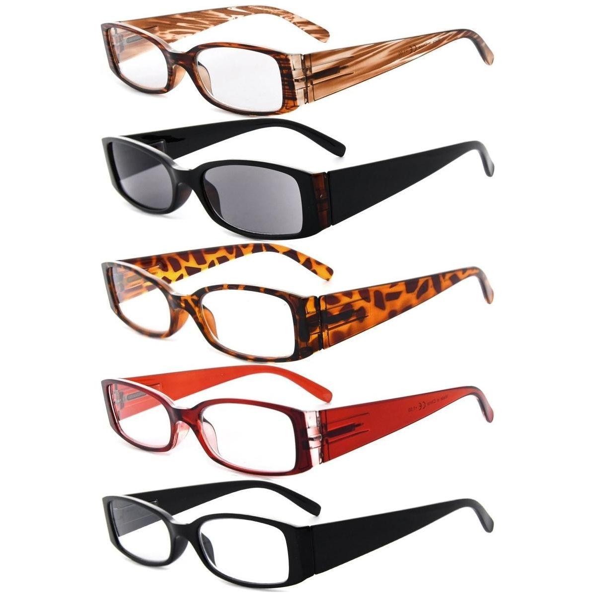 5 Pack Rectangle Stylish Reading Glasses R040-A