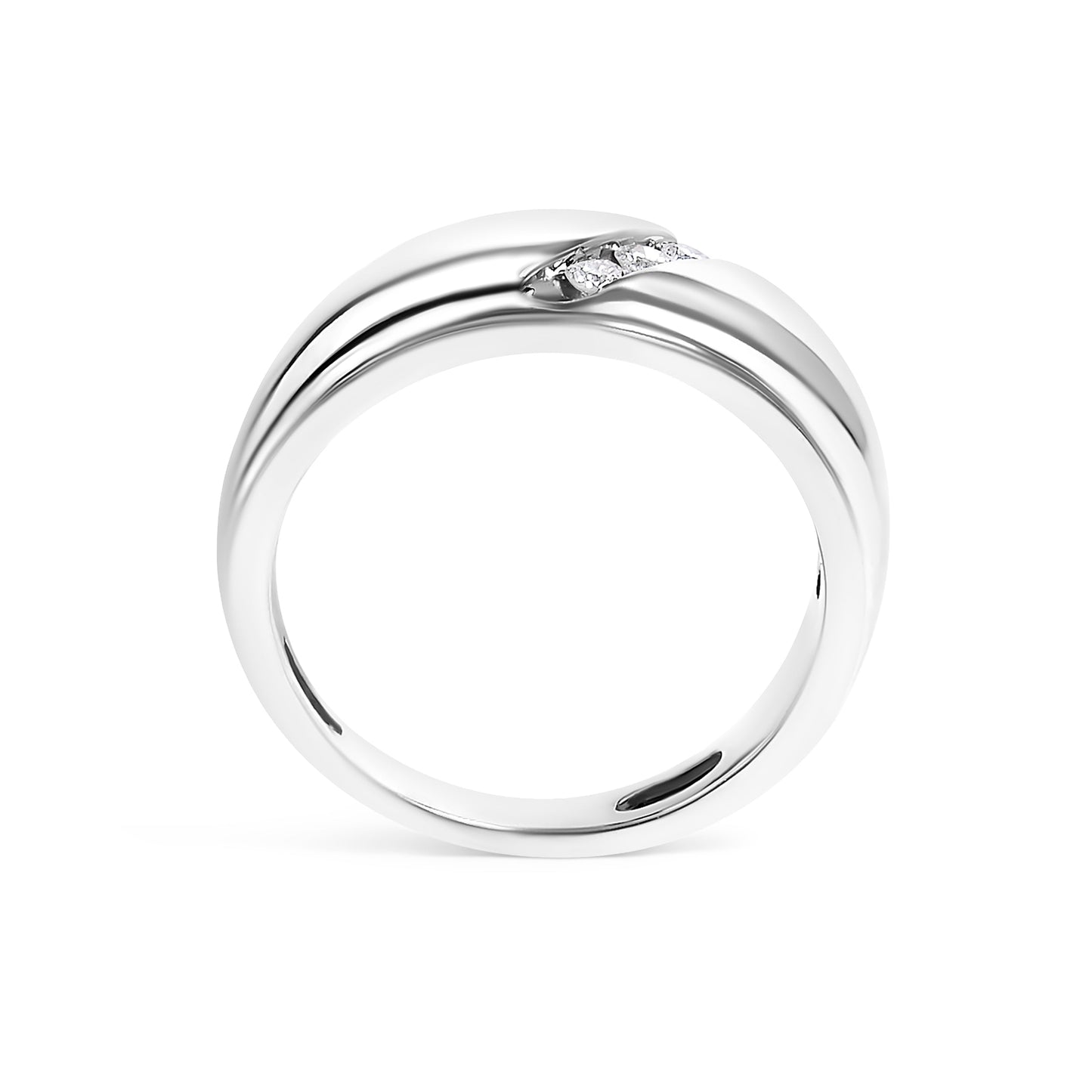 Men's .925 Sterling Silver 1/6 Cttw 3 Stone Diamond Band Ring (H-I Color, I1-I2 Clarity) - Ring Size 10