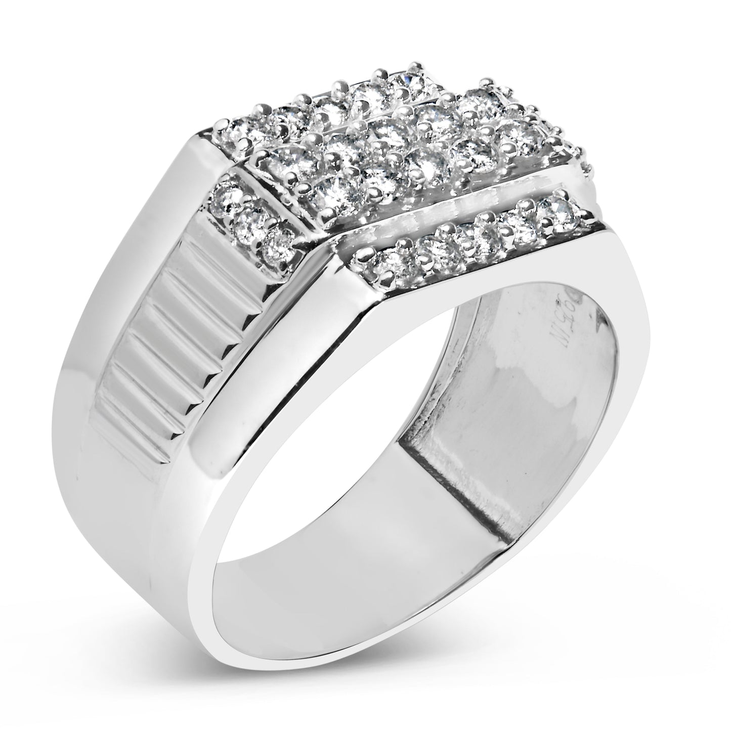 Men's .925 Sterling Silver 1.00 Cttw Diamond Multi Row Band Ring -Size 10