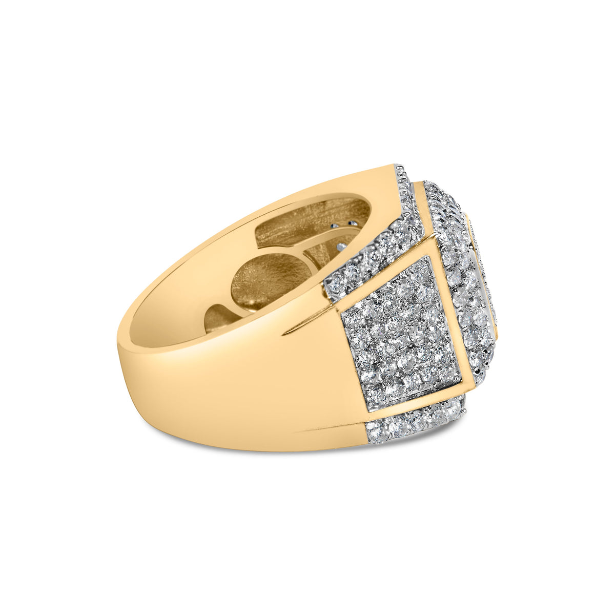 10K Yellow Gold 2-1/2 Cttw Diamond Pave Geometric Cocktail Ring