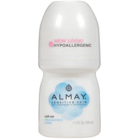 Almay Anti-Perspirant & Deodorant, Sensitive Skin, Roll-On, Fragrance Free, 1.7 Oz