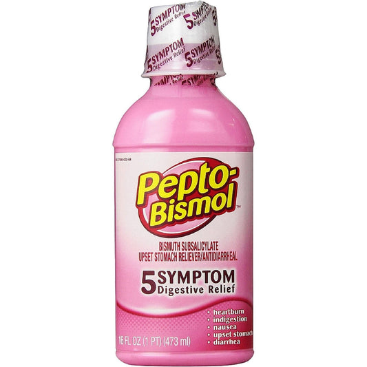 Pepto Bismol Original Liquid 5 Symptom Medicine - Including Upset Stomach & Diarrhea Relief, 16 Oz