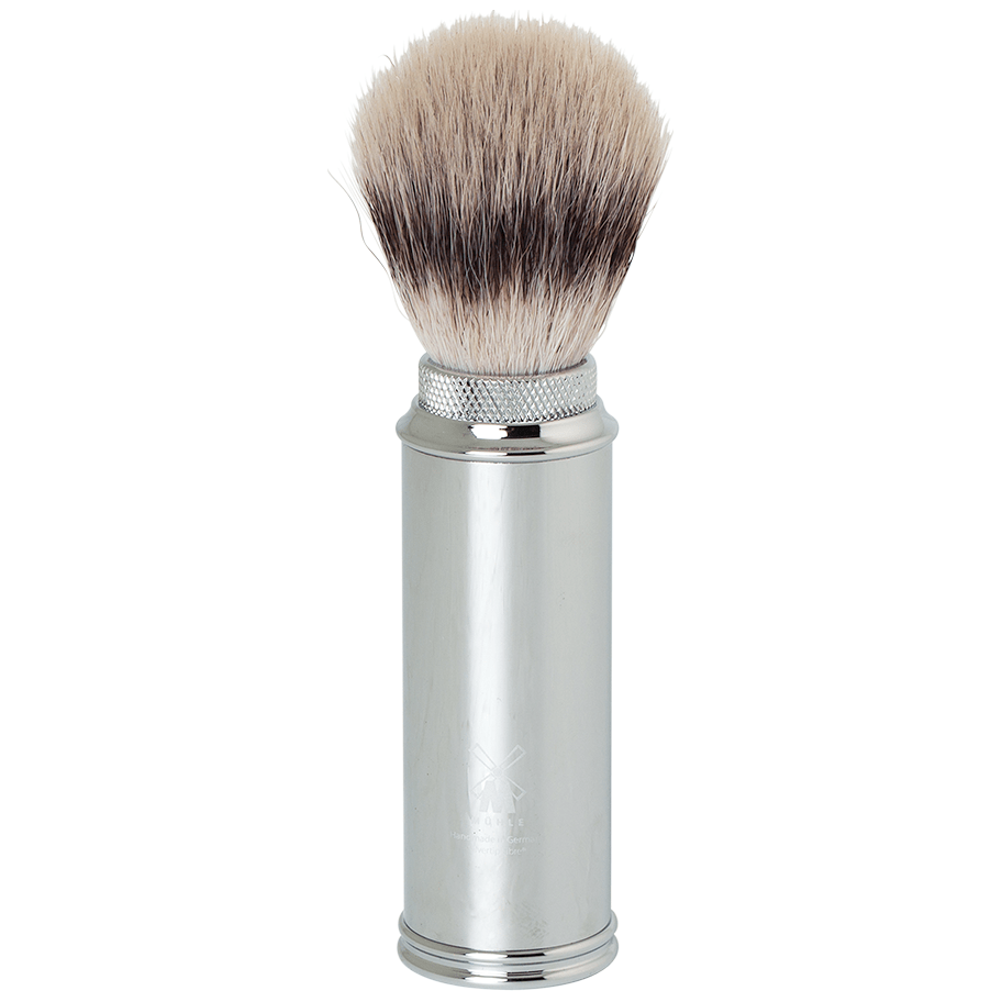 Edwin Jagger Synthetic Fibre Travel Shaving Brush Vented Nickel Case 21M529