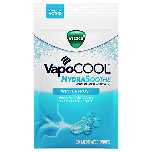 Vicks Vapo Cool Oral Anesthetic, Hydra Soothe, Menthol, Winterfrost, Medicated Drops