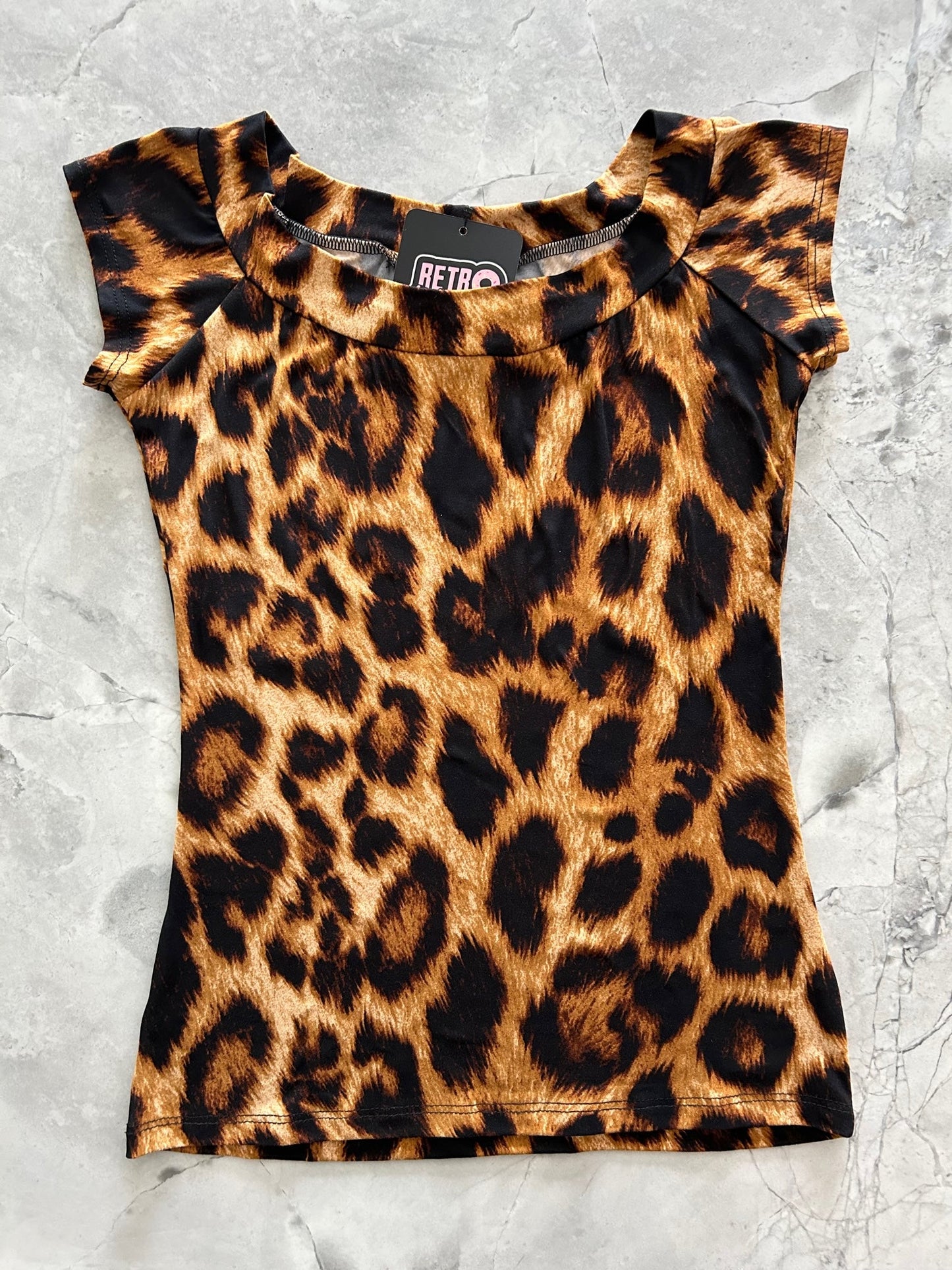 Retro Boat Neck Top in Leopard
