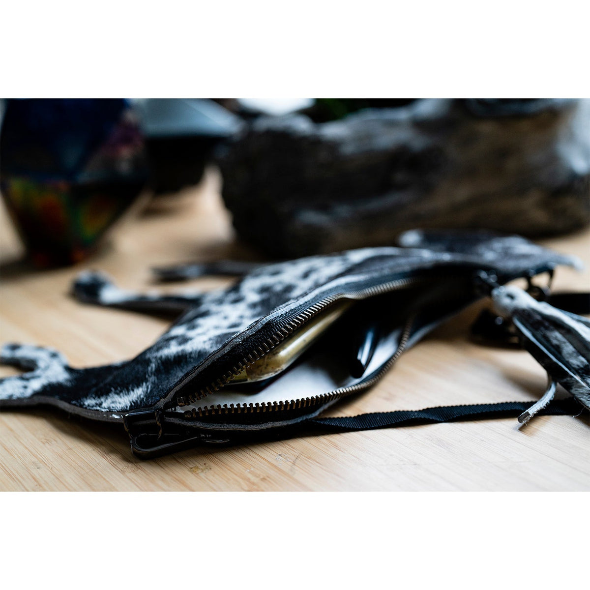 Horsie Crossbody in Vegetable Tanned Black French Calf Leather