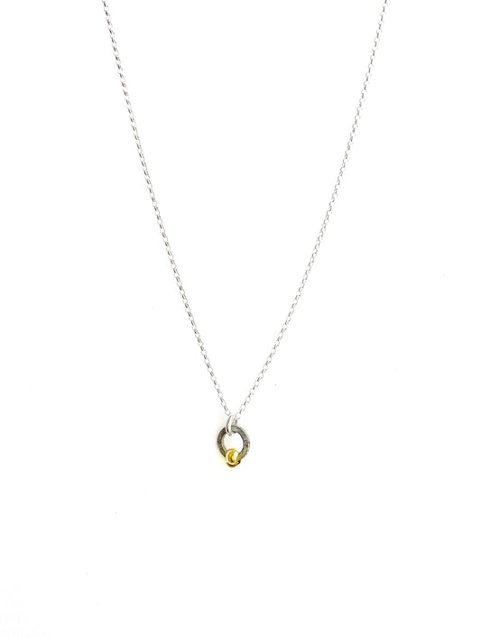 Sowing Seeds Necklace | Repurposed Auto Split Rings | Gold Plated Crimp Beads | Sterling Silver Chain
