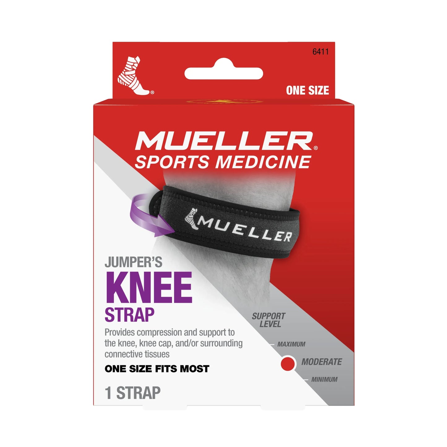 Mueller Jumper's Knee Strap, Unisex, One Size Fits Most, Black