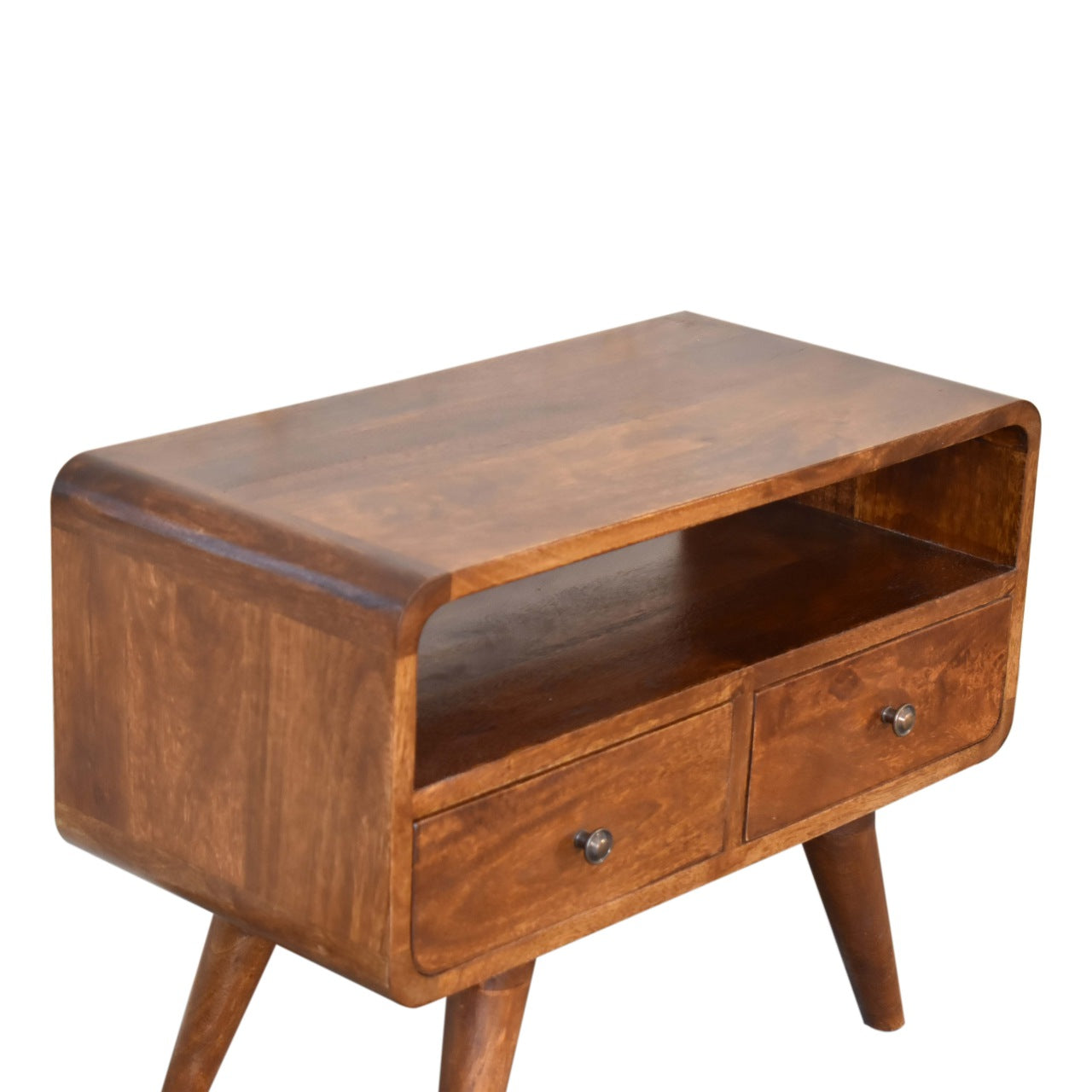 Solid Wood Mini Chestnut Curved Media Unit