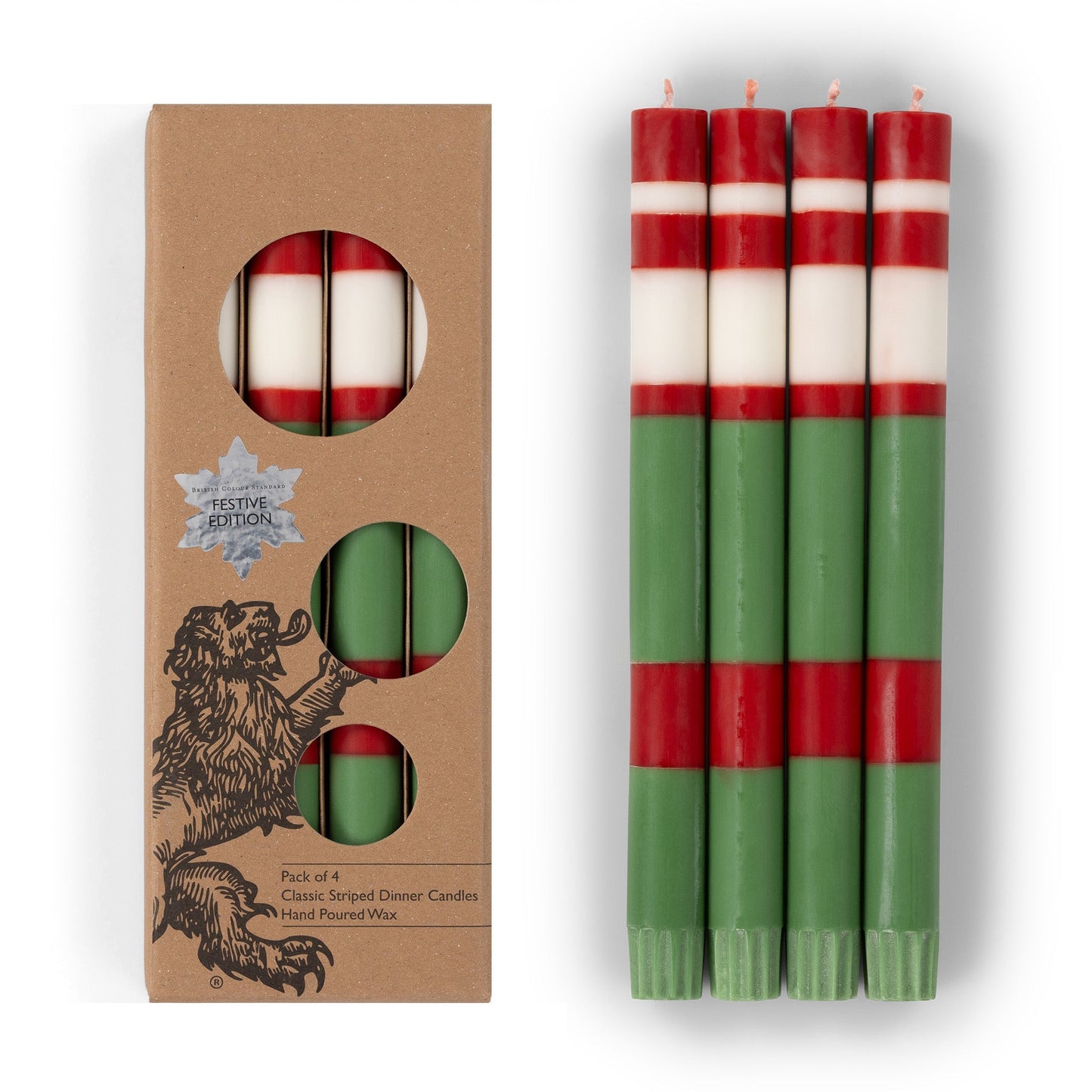 Striped Dinner Candles Holiday Set