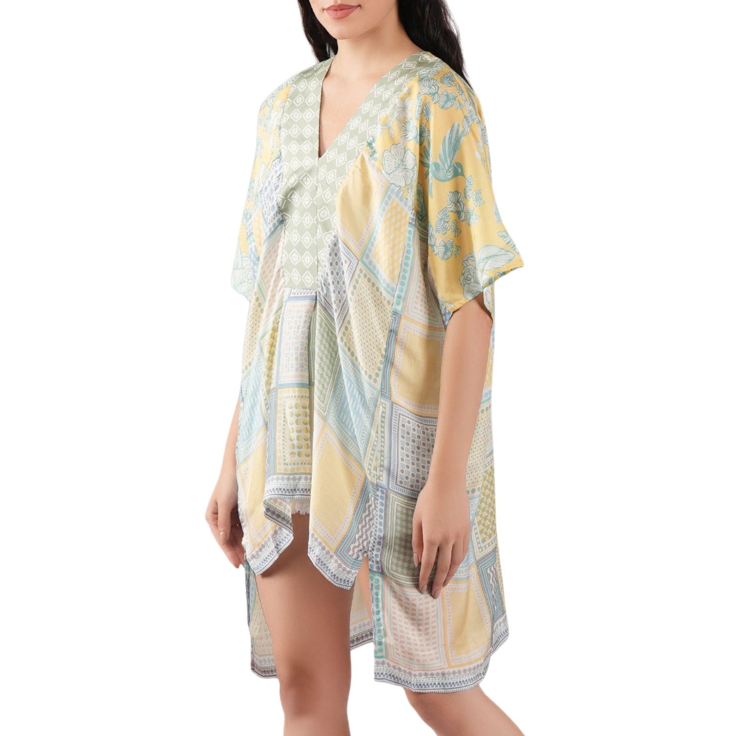 Summer Daydream Silk Caftan - Lemon Green