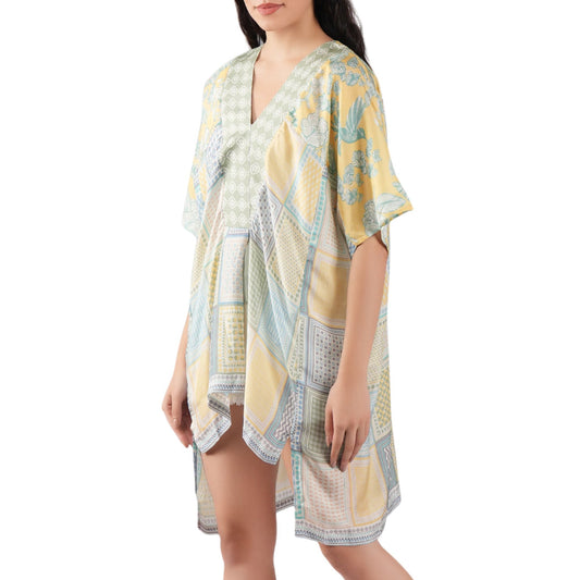 Summer Daydream Silk Caftan - Lemon Green
