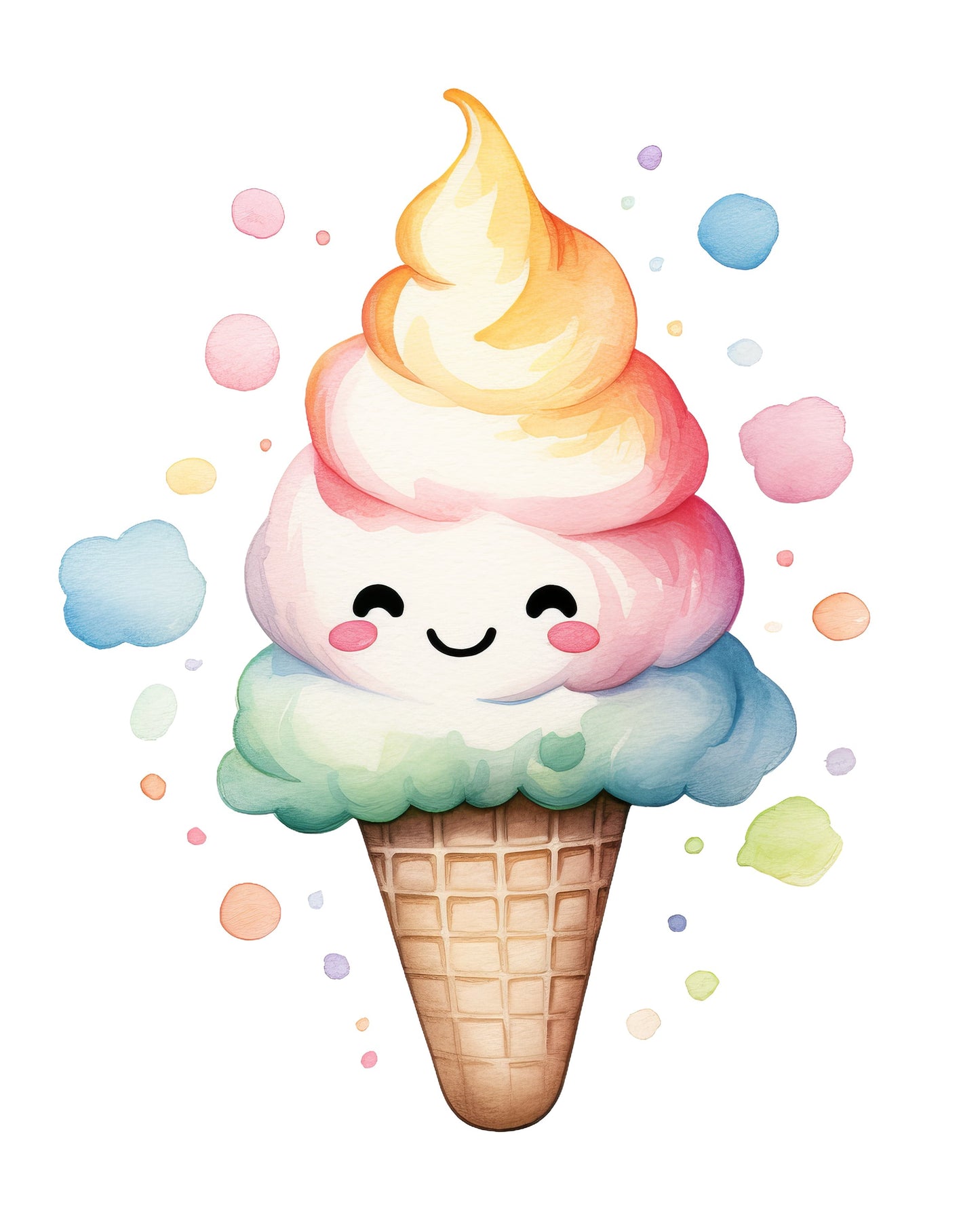 Petite Artisan Watercolor Ice Cream Cone