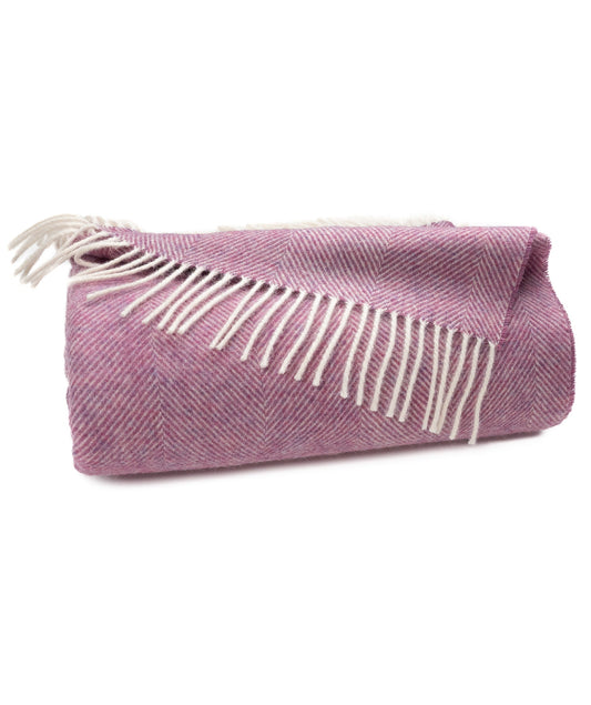 Southampton Home Shetland Lambswool Herringbone Throw – Petal Pink | Woven in England