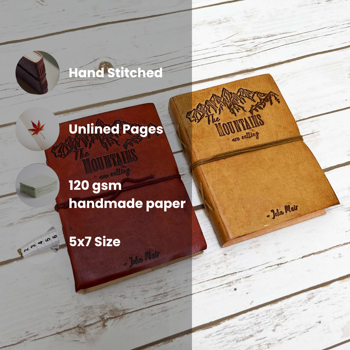 John Muir Quote Leather Journal