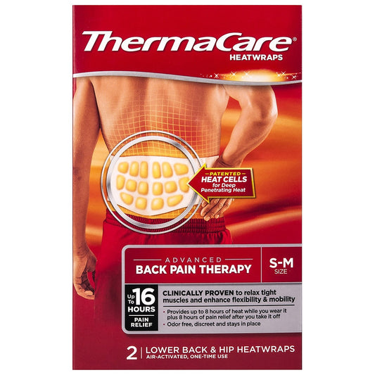 ThermaCare Advanced Back Pain Therapy S-M Heatwraps 2 Ct Box