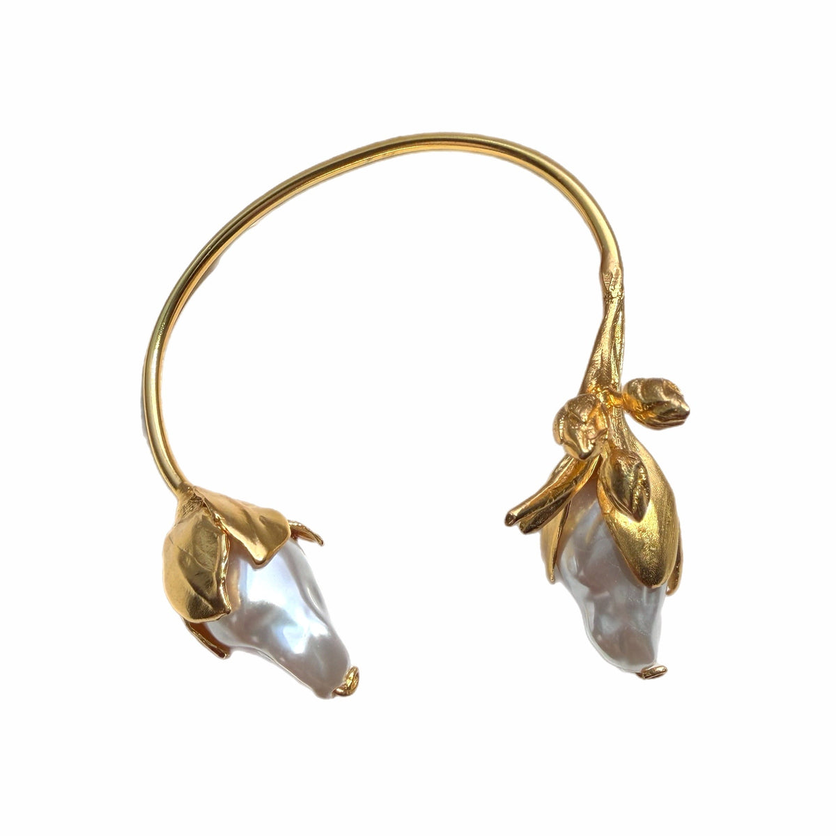 Baroque Pearl Floral Cuff Bracelet