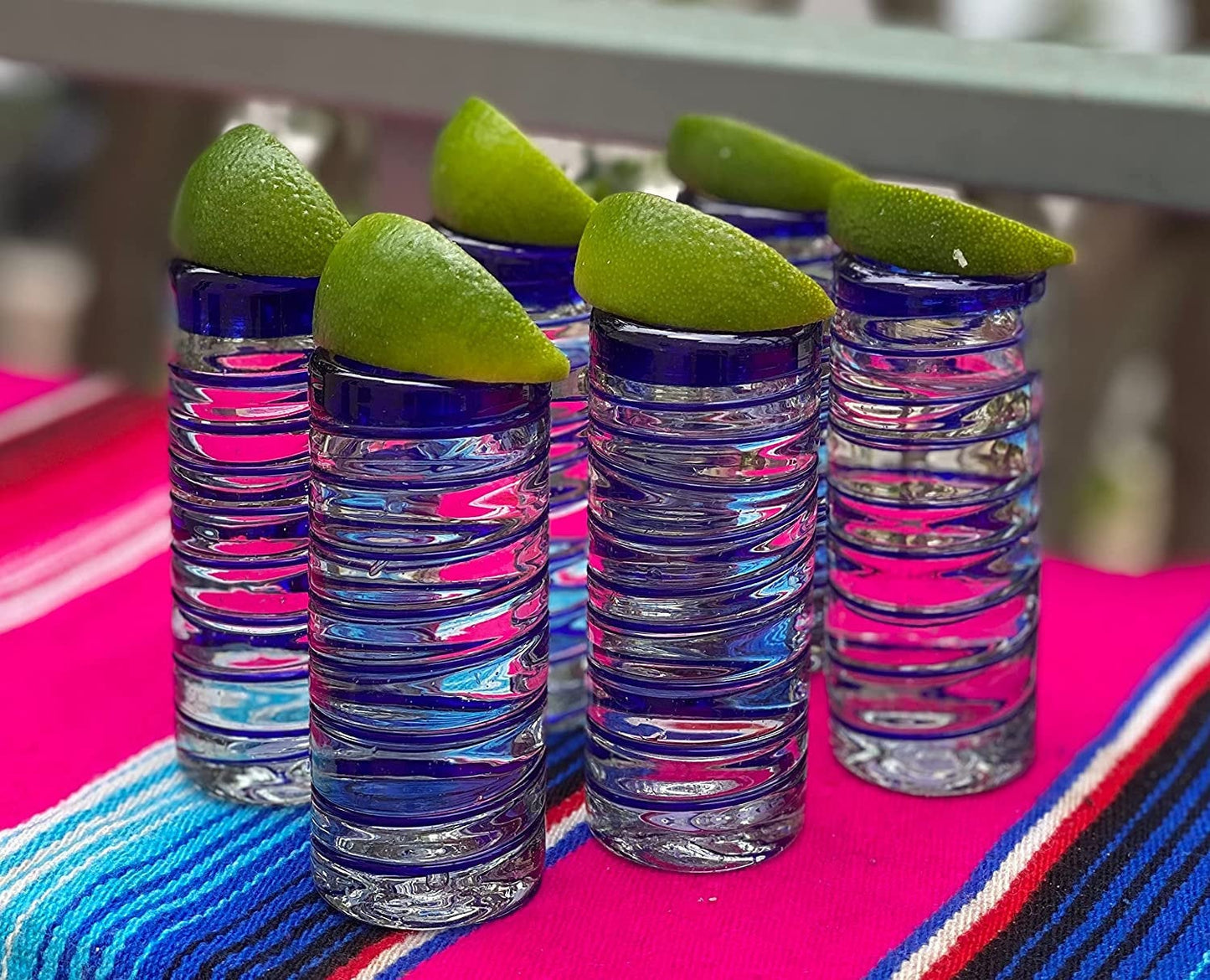 Cobalt Blue Spiral Tequila Shot Glasses - Set of 6