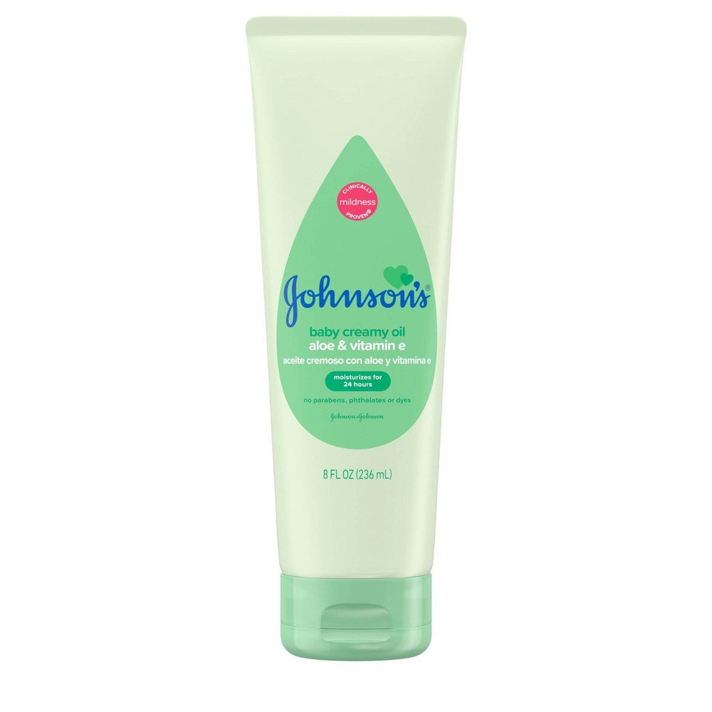 Johnson's Baby Creamy Body Oil With Aloe & Vitamin E For Delicate Skin, Hypoallergenic - 8 Fl Oz