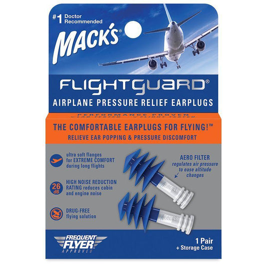 Mack's Flightguard Airplane Earplugs Ear Plugs Pressure Relief