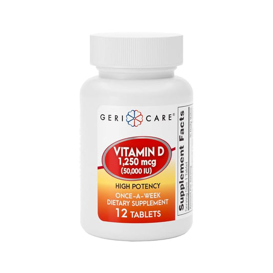 GERICARE VITAMIN D 50,000 IU ONCE-A-WEEK (12 CT) - HIGH POTENCY BONE & IMMUNE SUPPORT