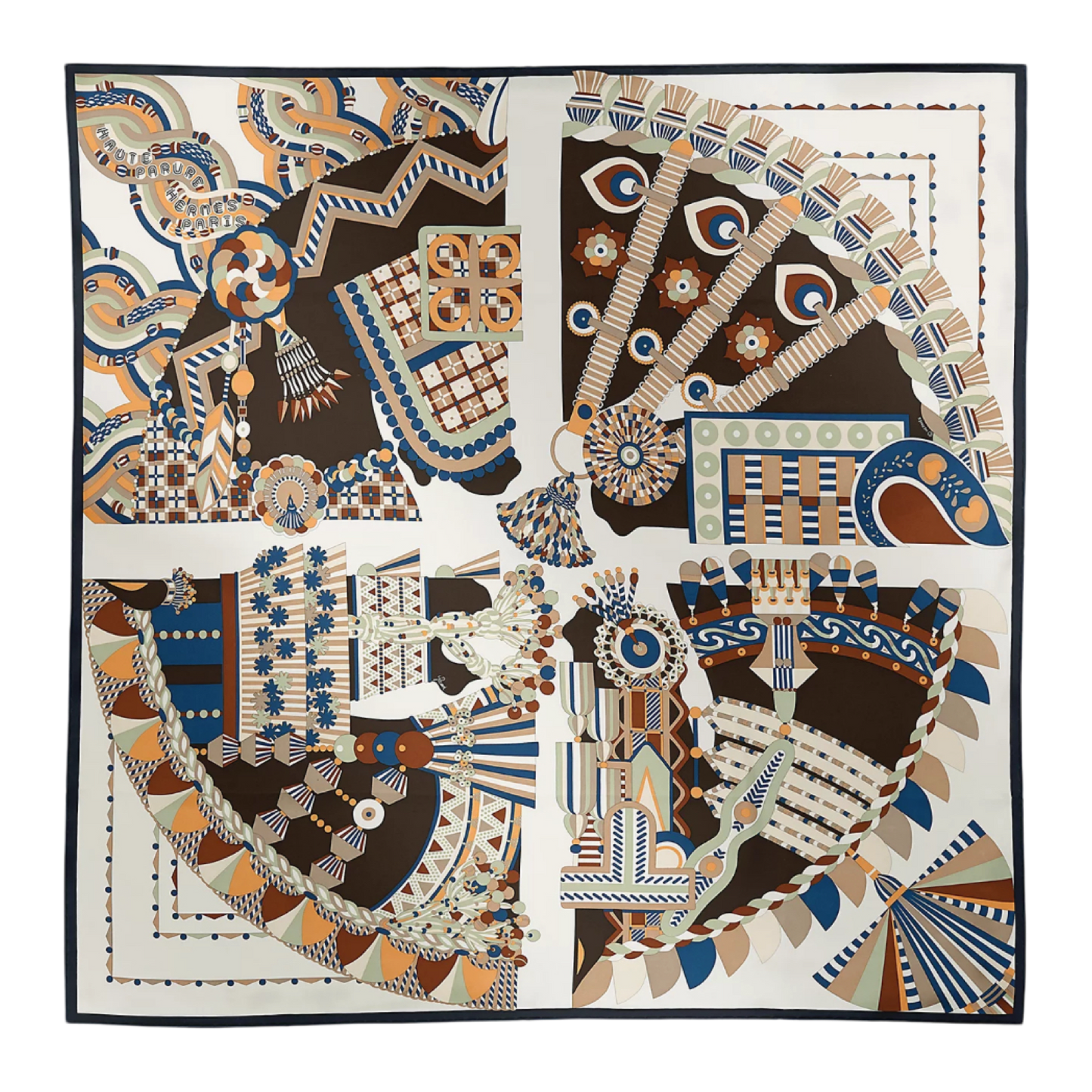 Haute Parure Vintage Scarf Coffee Run Keychain Bag