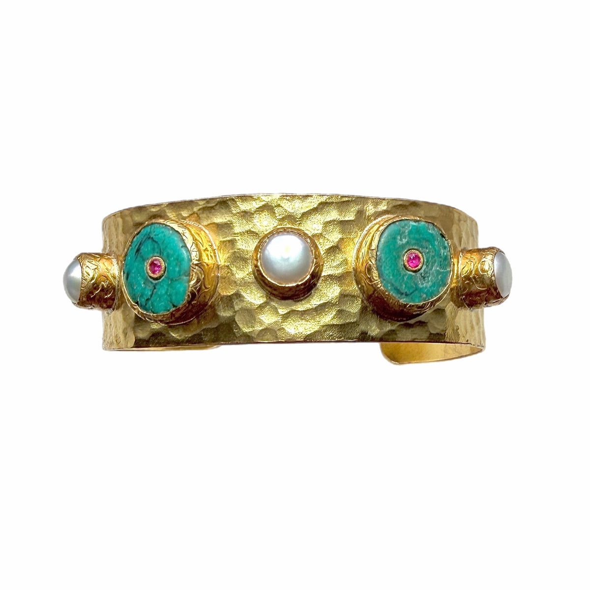 Turquoise and Pearl Cuff Bangle