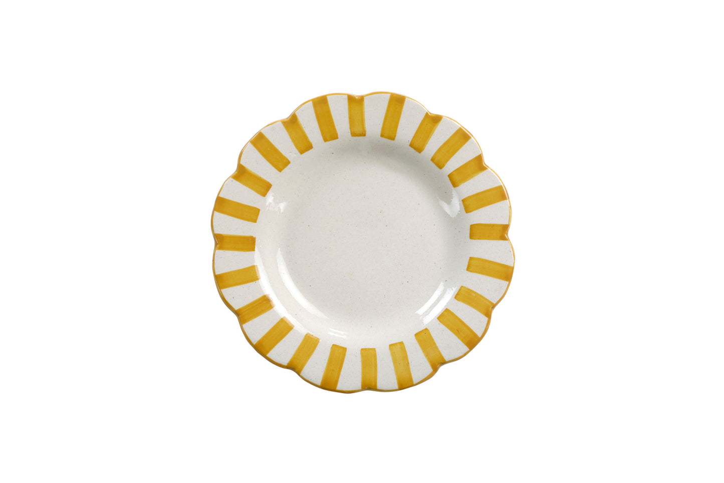 Ceramic stripe Salad Plate, Yellow- 8.25x 8.25 x 1.25 Inches ( Set of 4 )