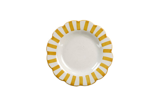 Ceramic stripe Salad Plate, Yellow- 8.25x 8.25 x 1.25 Inches ( Set of 4 )