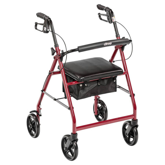 Drive Medical Aluminum Fold Up/ Removable Back Support And Padded Seat Rollator