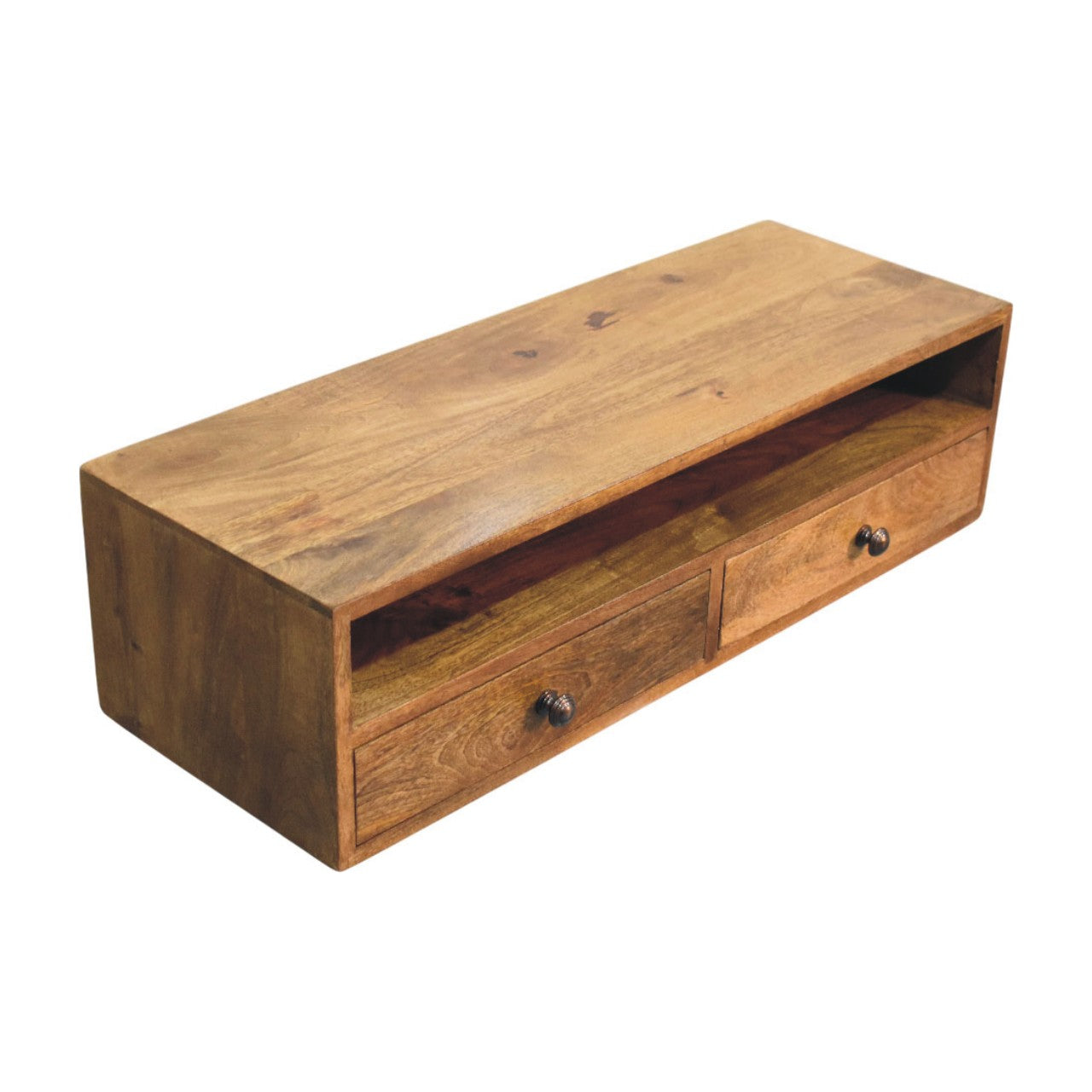Solid Wood Amber Open Media Unit