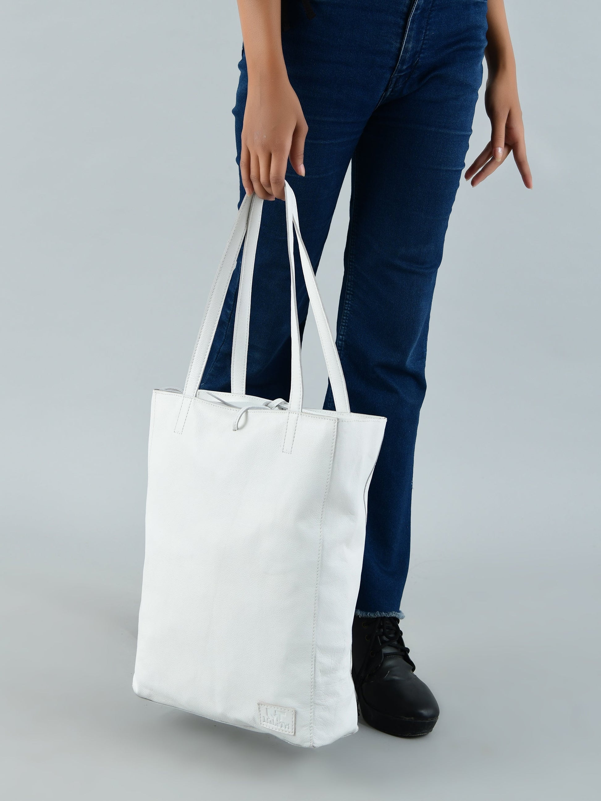 White Leather Shoulder Tote Bag - Osadia Concept Store