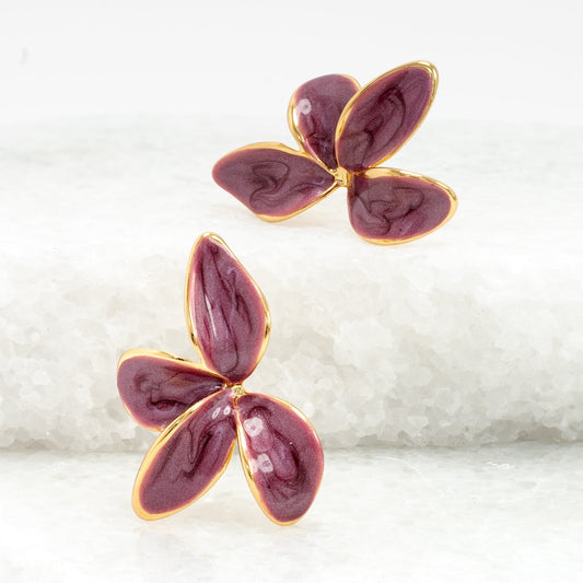 Poised Petal Earrings in Plum