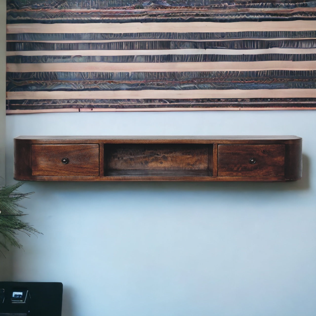 Solid Wood Lunar 2-Drawer Floating Console