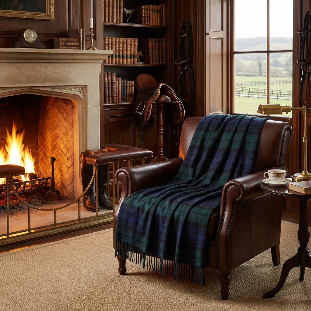 Highland Tweeds Pure New Wool Fluffy Throw ~ Black Watch ~