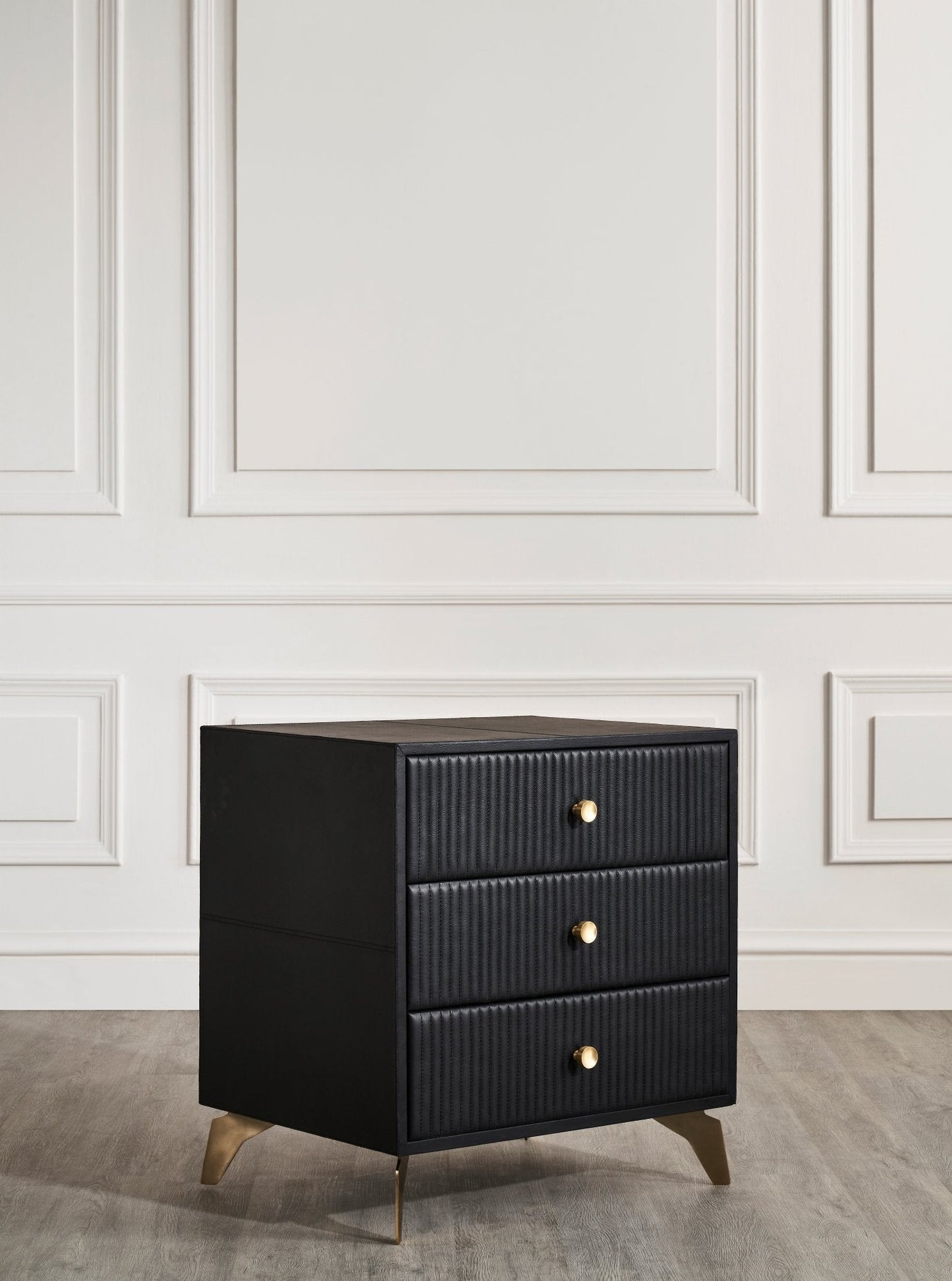 Stanford Three Drawer Leather Side Table