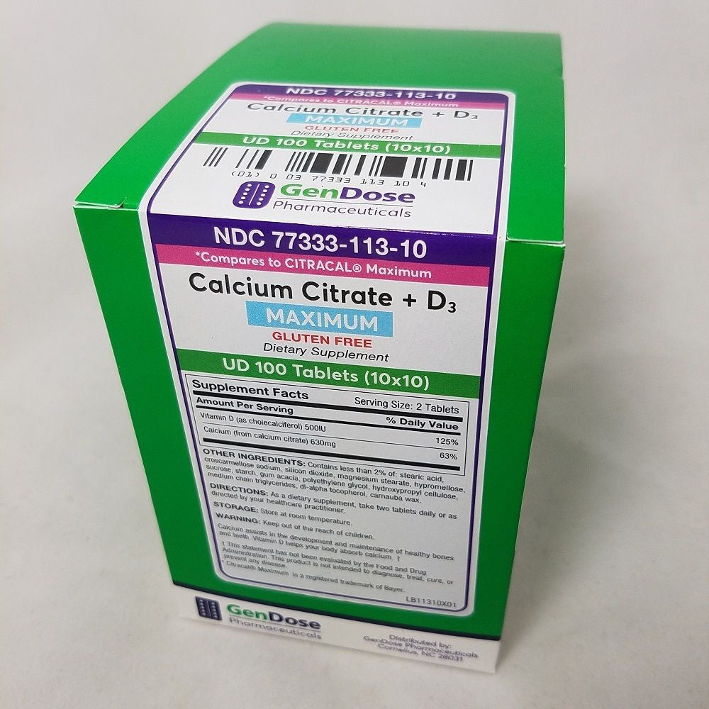 Gendose Calcium Citrate + D3 Tab 100 (10X10) Ud