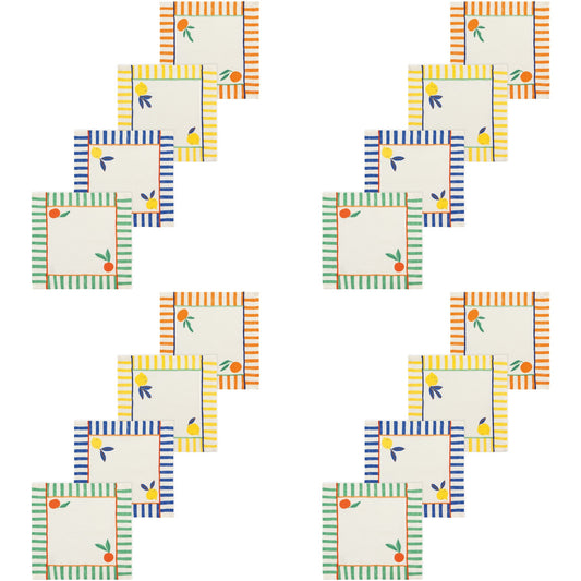 Set of 12 Cocktail Napkin Citrus Burst